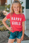 Girls Letter Graphic Short Sleeve T-Shirt Salmon - Fashorio