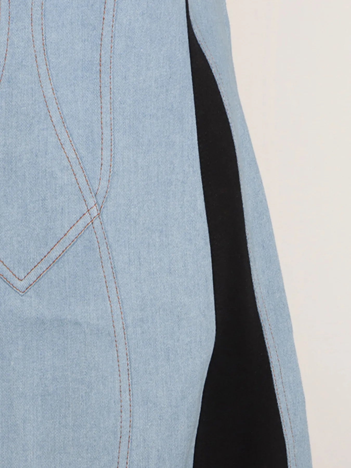 Contrast Adjustable Strap Denim Dress - Fashorio