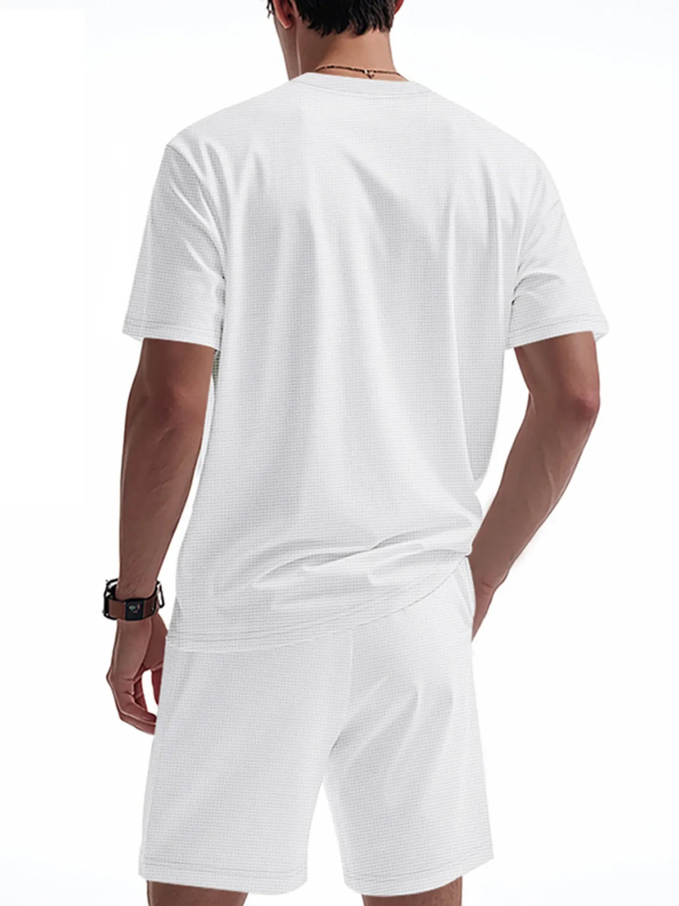 Men's Full Size Round Neck Short Sleeve Top and Shorts Set Plus Size - Fashorio