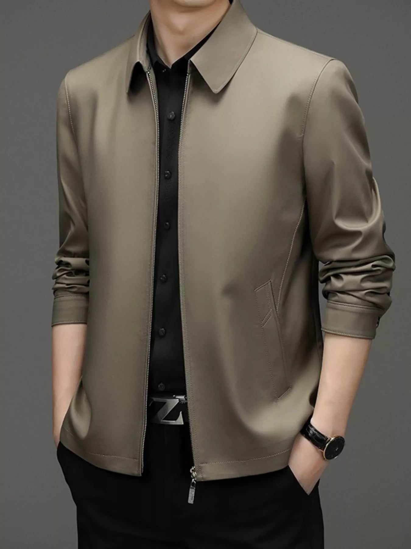 Men's Plus Size Zip Up Long Sleeve Jacket - Fashorio