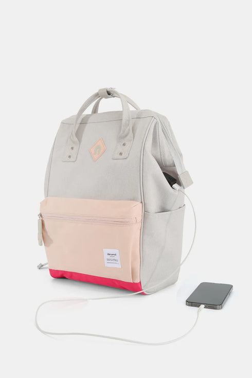 Himawari Contrast Waterproof Backpack Bag with External USB Port - Fashorio