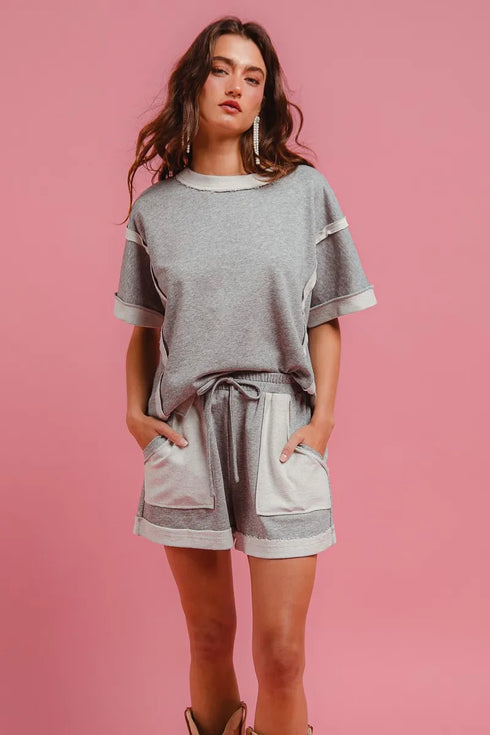 BiBi French Terry Knit Shorts with Side Pocket - Fashorio