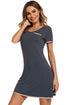 Contrast Trim Pocketed Round Neck Lounge Dress - Fashorio