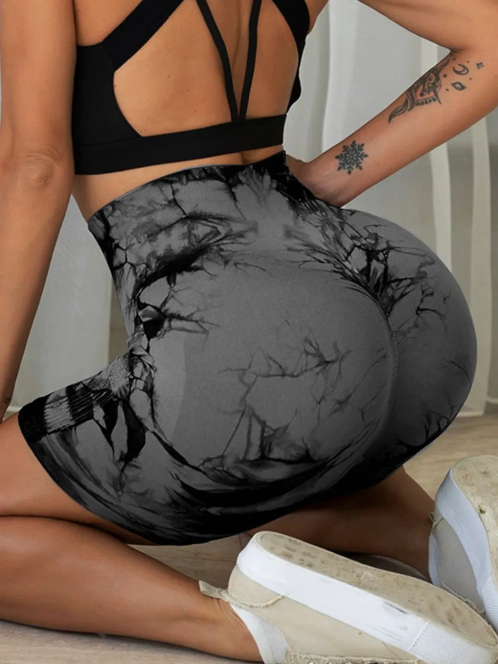 Tie-Dye High Waist Active Shorts - Fashorio