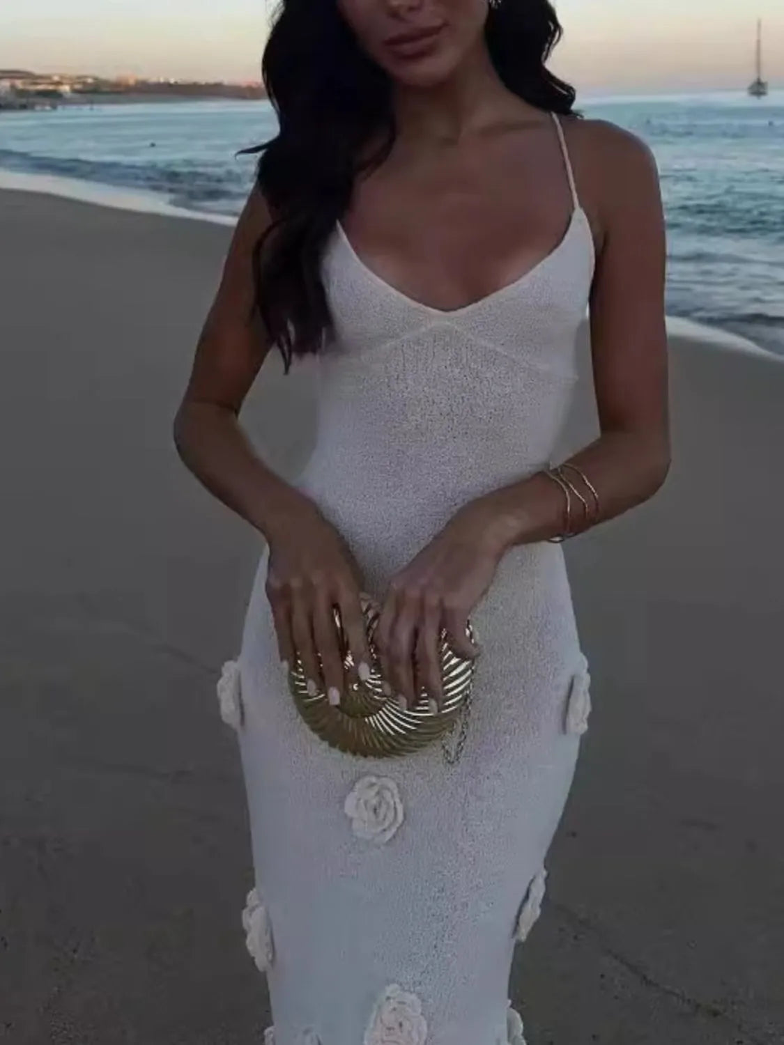 Flower Maxi Sweater Cami Dress - Fashorio