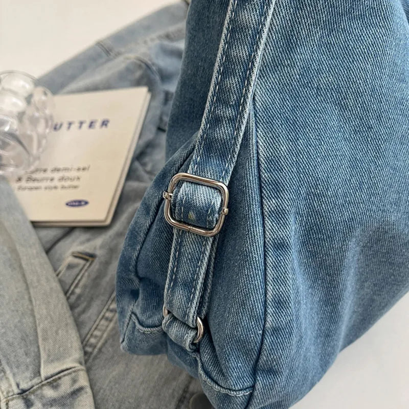 Adjustable Strap Denim Shoulder Bag - Fashorio