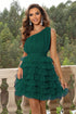 One-Shoulder Sleeveless Dress Green - Fashorio