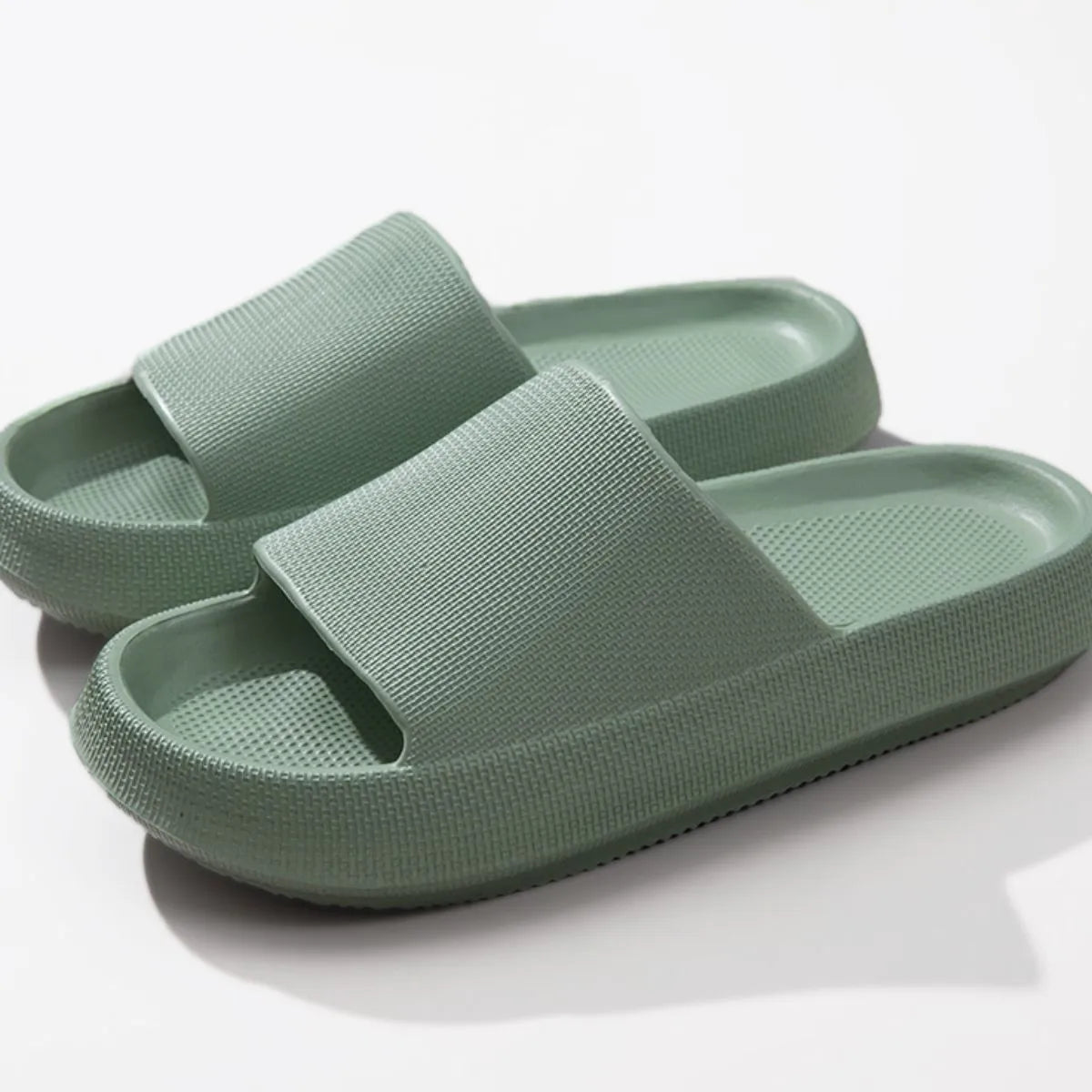 Open Toe Platform Slippers Green - Fashorio
