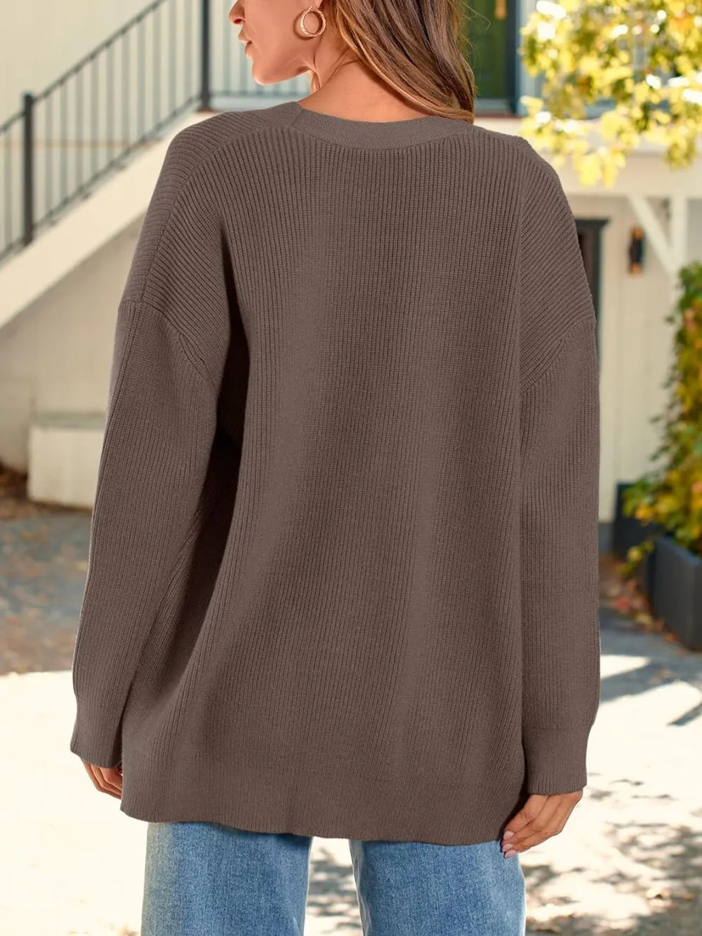 Button Down Long Sleeve Cardigan - Fashorio