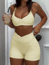 Ruched Sports Bra and High-Waisted Shorts Active Set Yellow - Fashorio