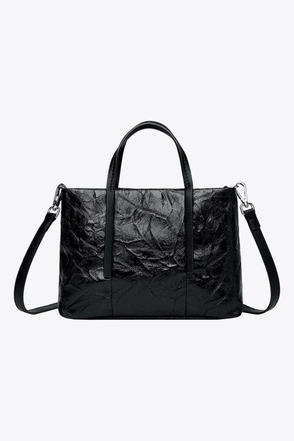 PU Leather Handbag Black One Size - Fashorio