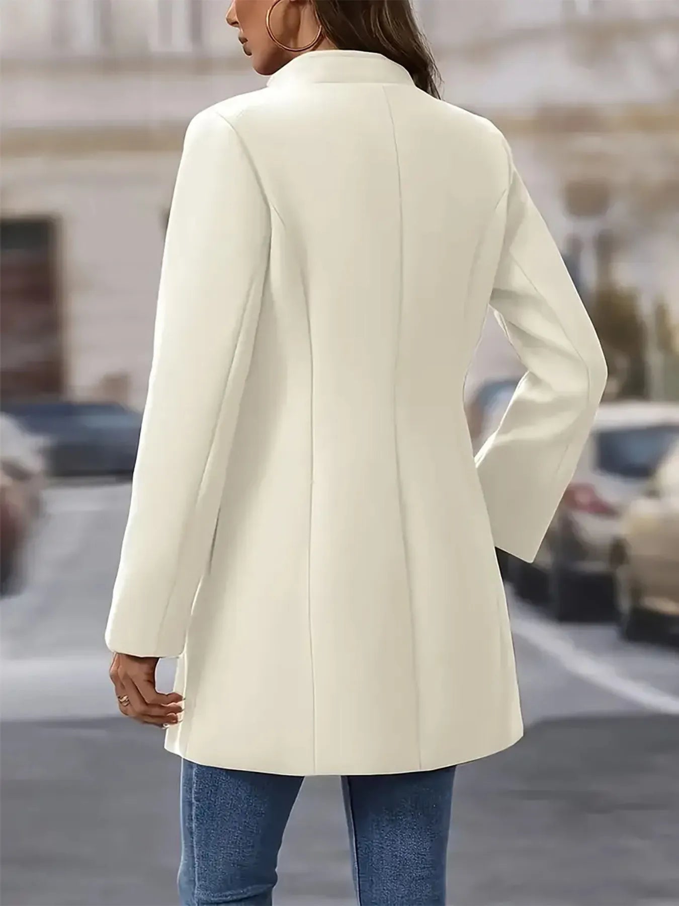 Single-Breasted Longline Blazer Coat - Fashorio