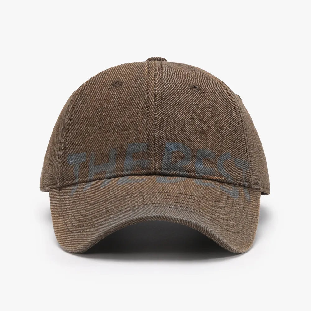 Letter Adjustable Baseball Cap Coffee Brown One Size - Fashorio