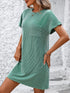 Mandy Ribbed Striped Short Sleeve Mini Tee Dress Green - Fashorio