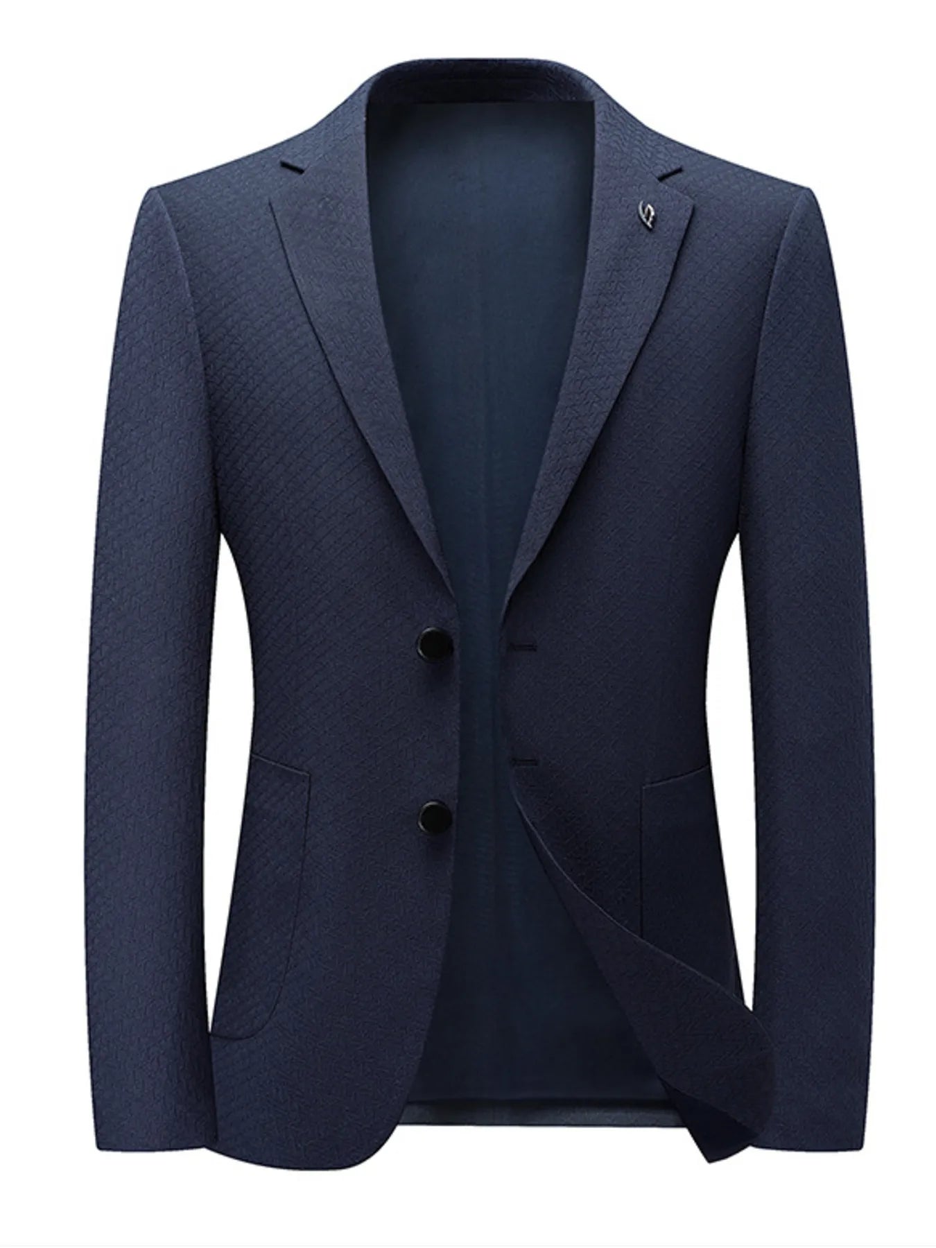 Men's Button Up Long Sleeve Blazer Navy - Fashorio