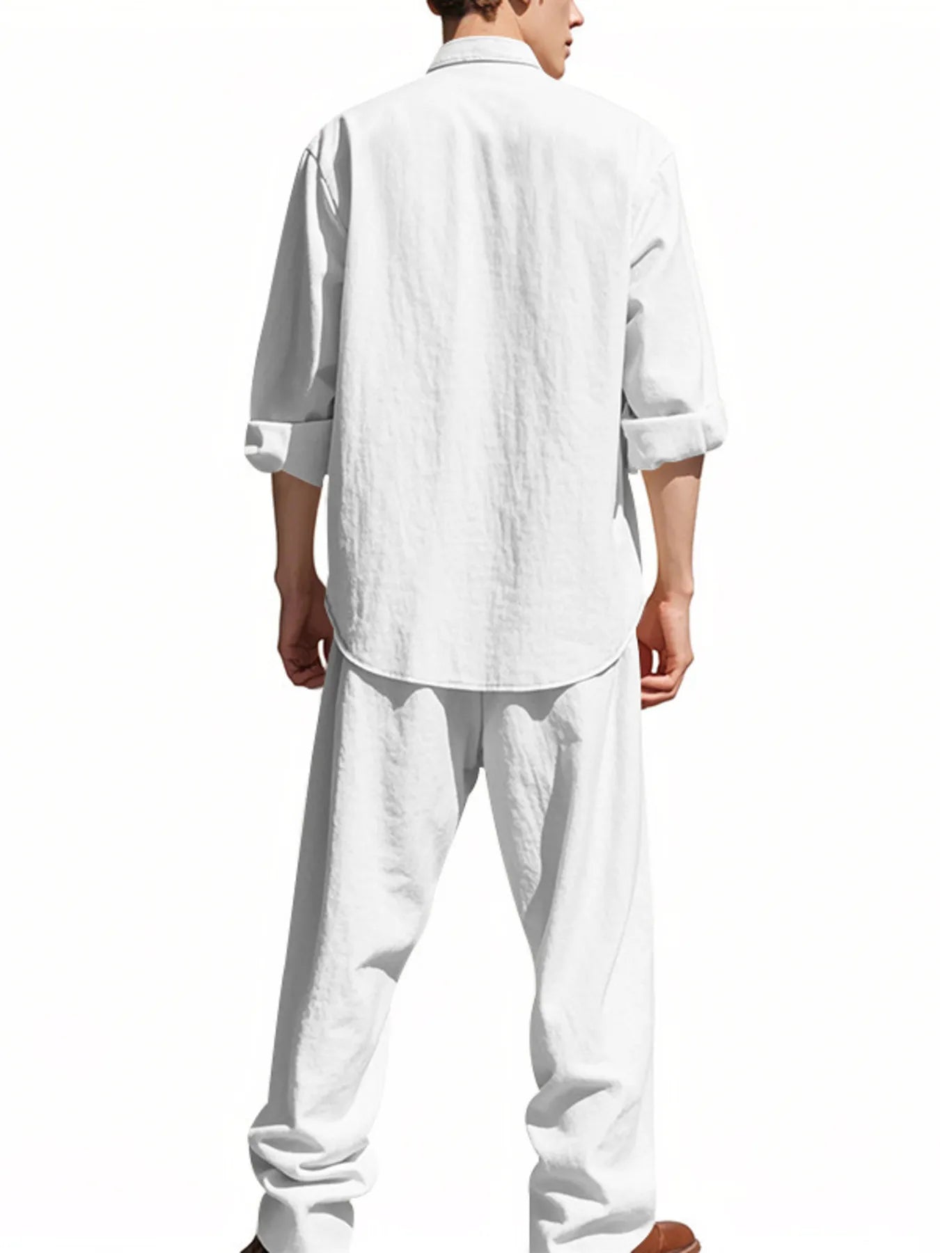 Men's Full Size Button Up Shirt and Pants Set Plus Size - Fashorio