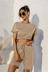 Short Sleeve Cropped Top and Drawstring Shorts Lounge Set - Fashorio