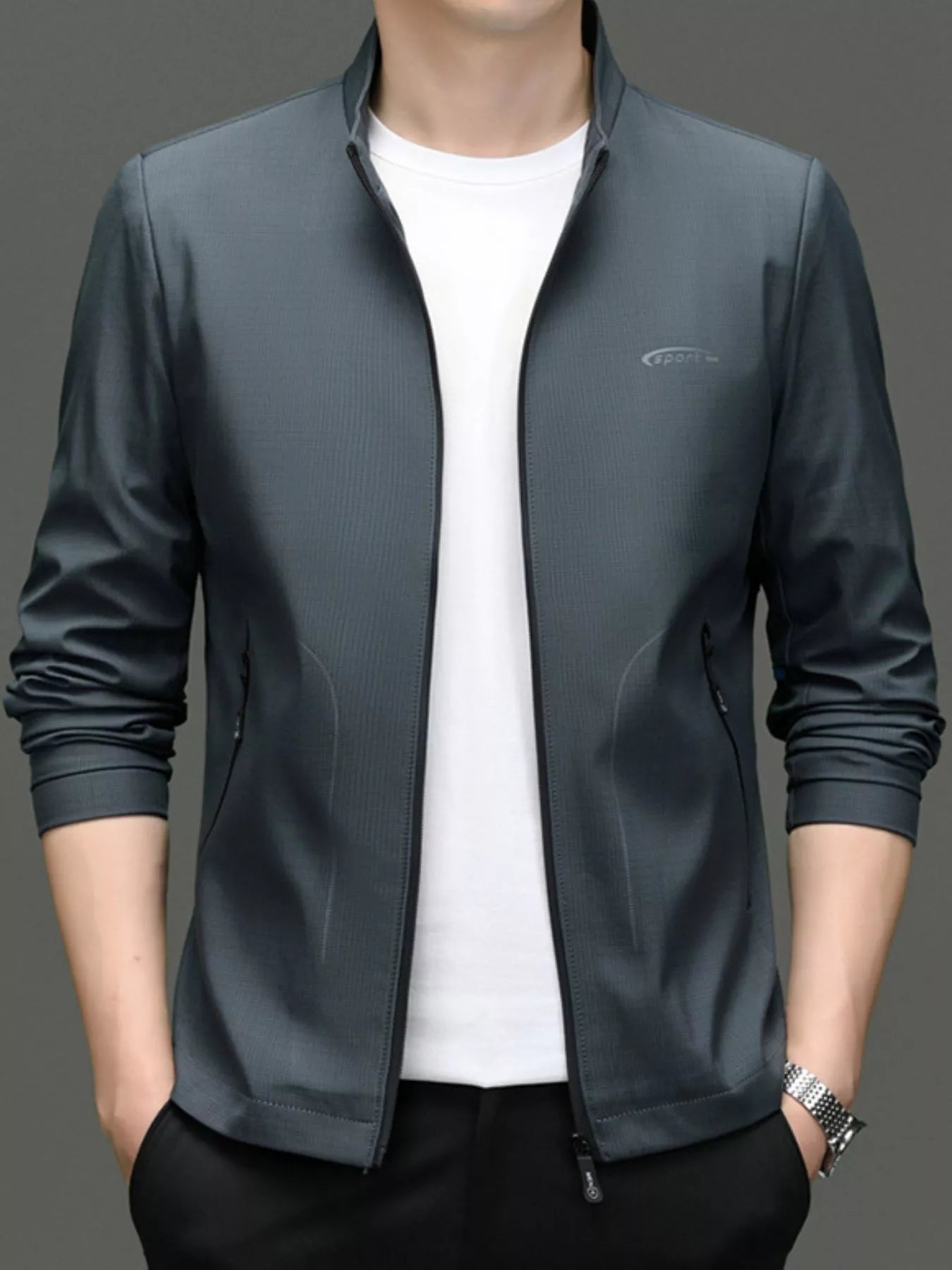 Men's Zip Up Long Sleeve Jacket - Fashorio