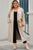 Plus Size Collared Neck Buttoned Longline Coat Dust Storm - Fashorio