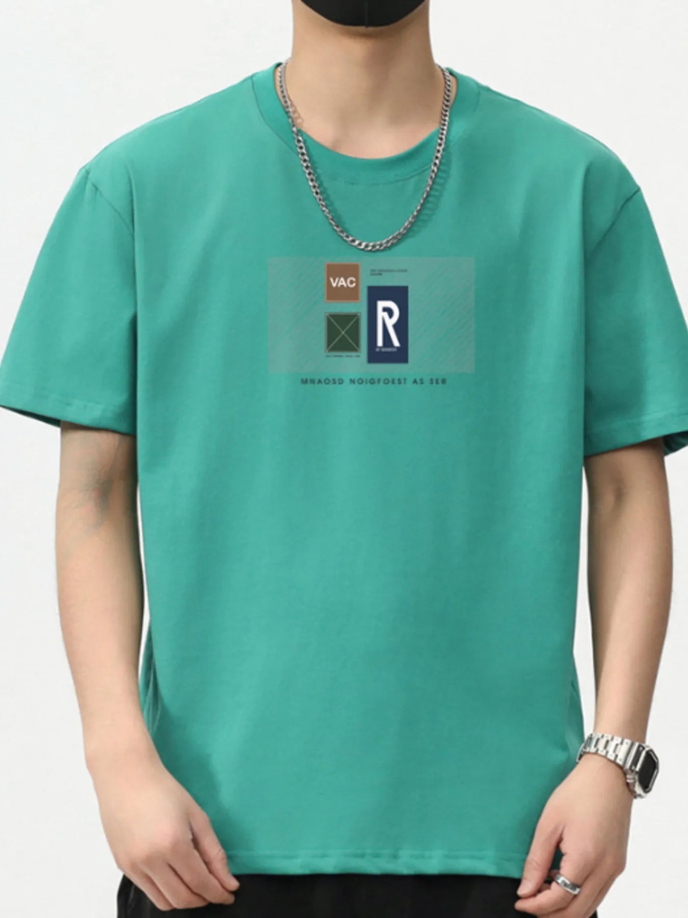 Men's Plus Size Graphic Short Sleeve T-Shirt Green - Fashorio