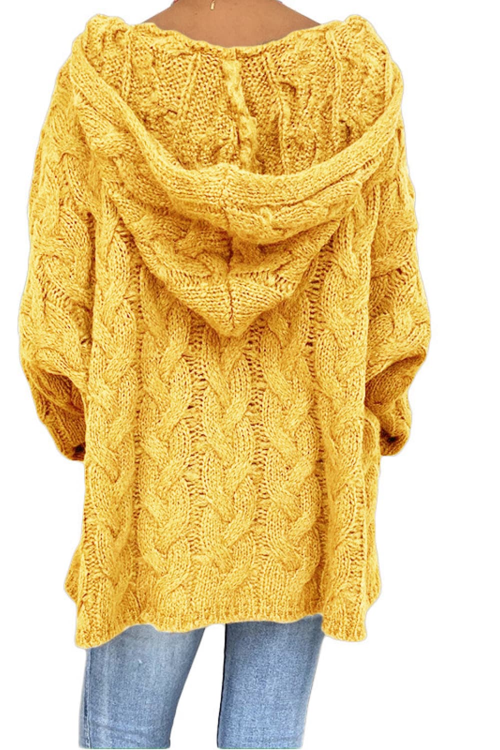 Cable-Knit Hooded Sweater - Fashorio