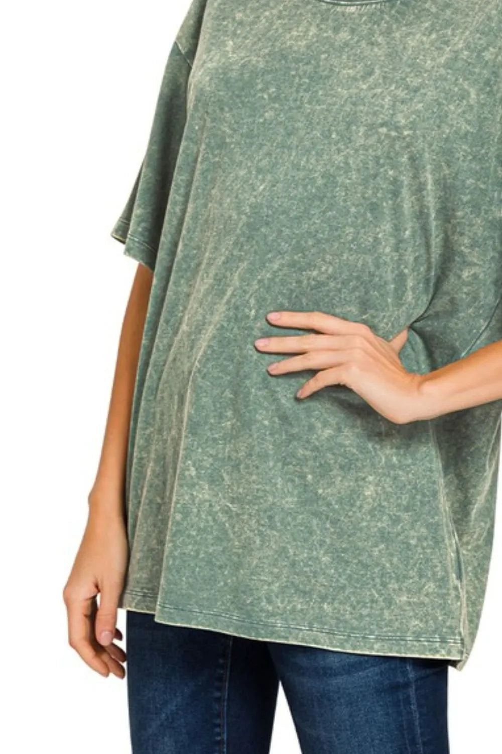 Zenana Washed Short Sleeve Top - Fashorio