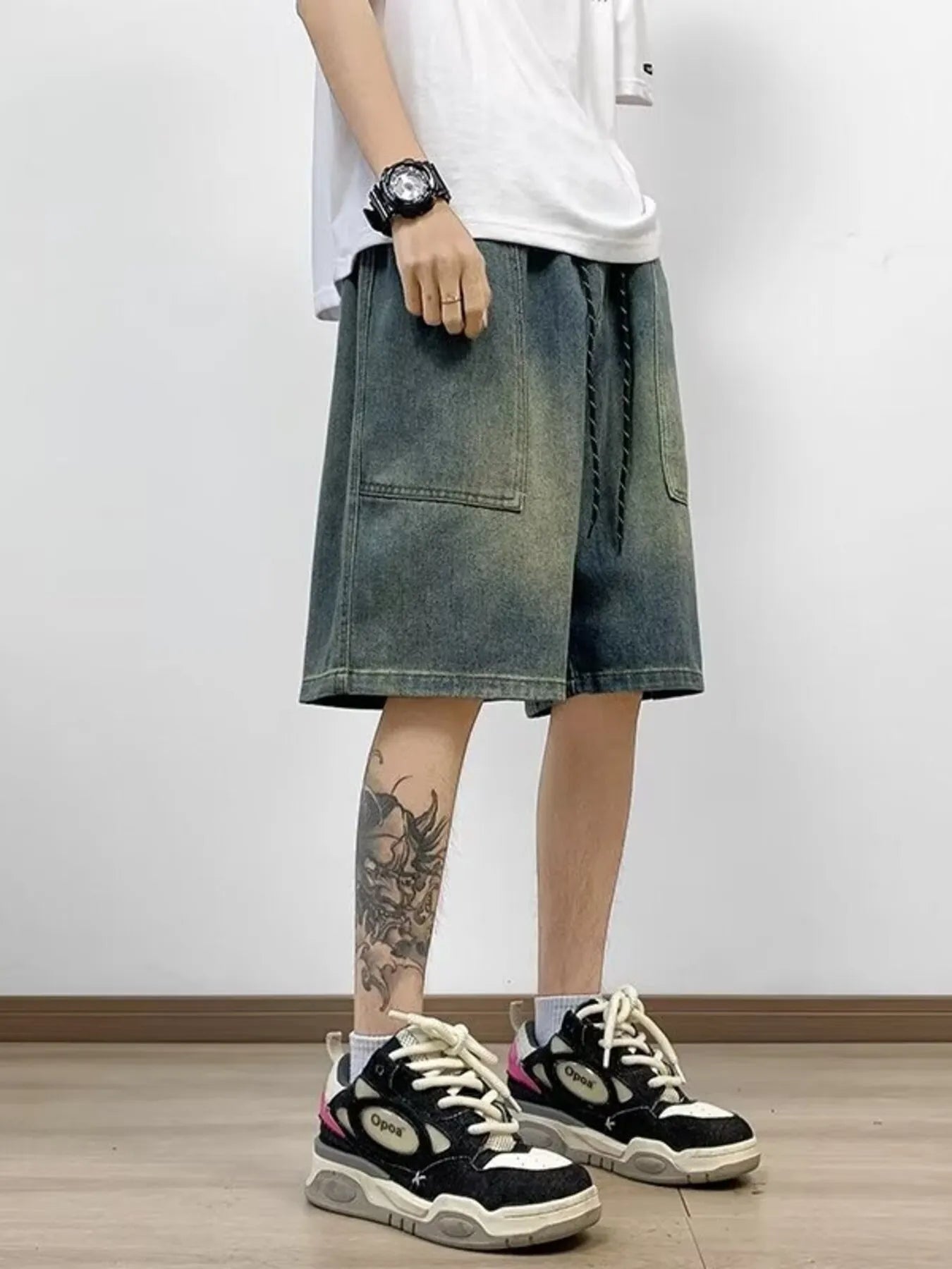 Men's Full Size Washed Loose Fit Denim Shorts Plus Size - Fashorio