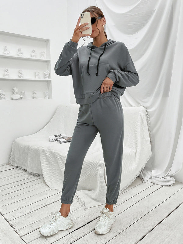 Ivy Lane Sports Hoodie and Joggers Set Dark Gray - Fashorio
