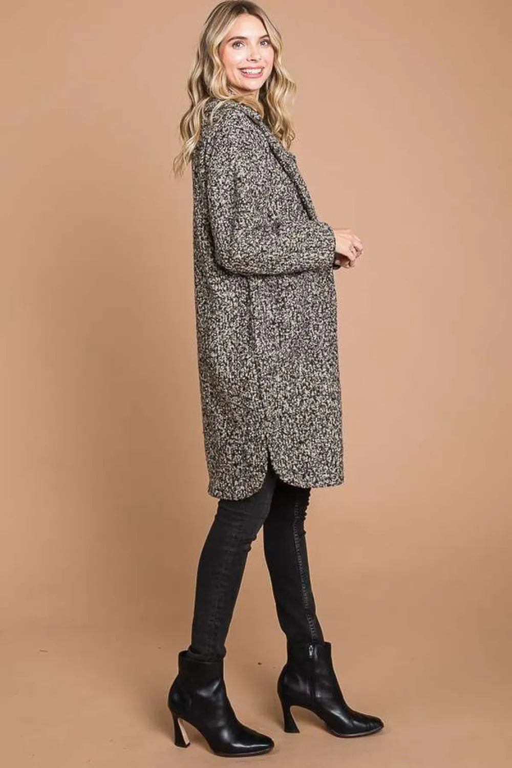 Culture Code Full Size Lapel Collar Double Breast Teddy Coat - Fashorio
