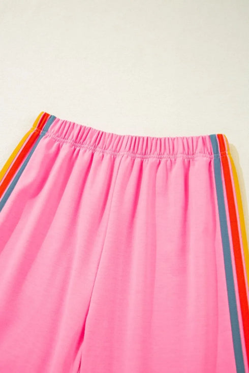 Contrast Striped Elastic Waist Active Pants - Fashorio