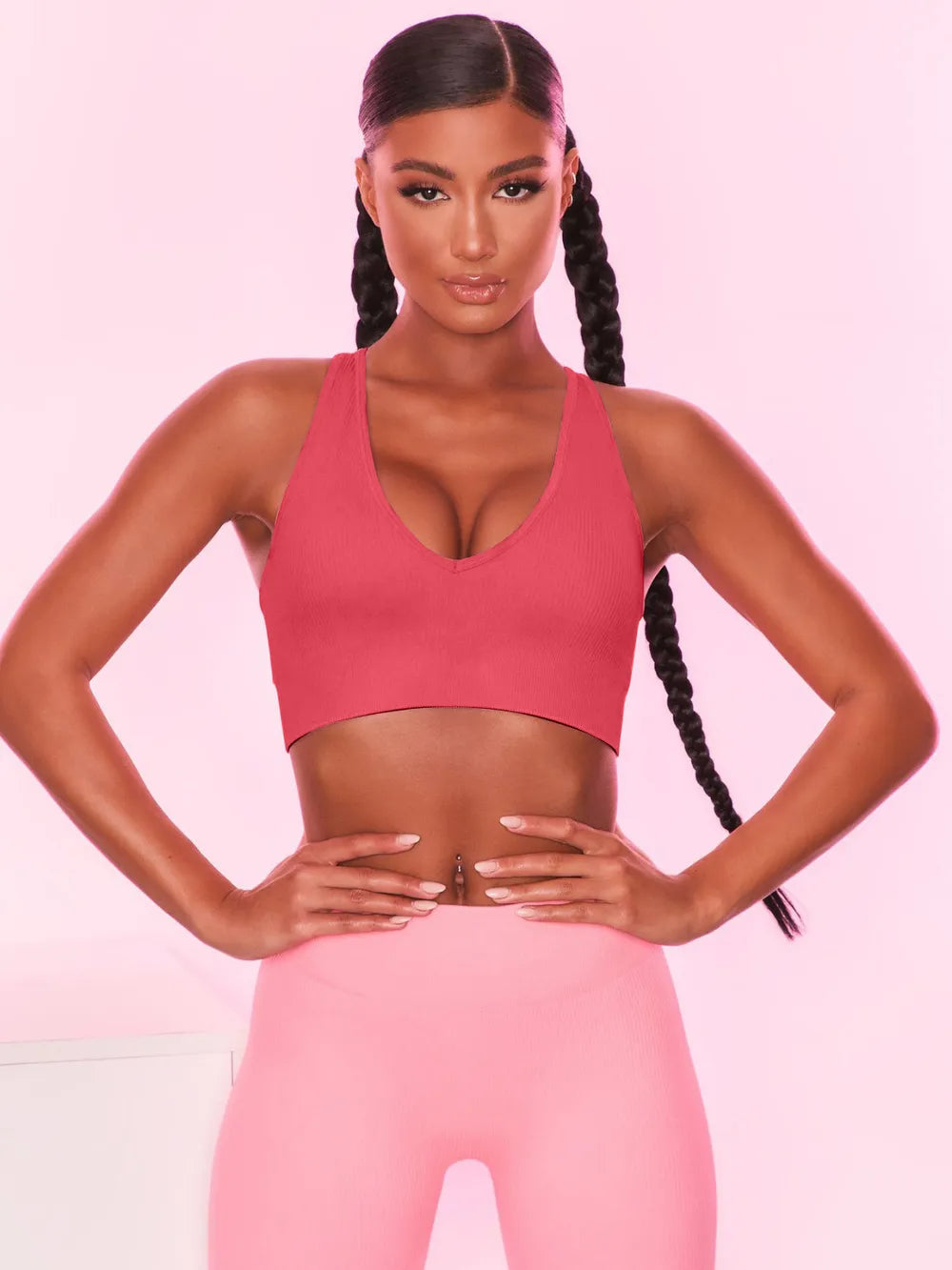 Scoop Neck Wide Strap Active Bra - Fashorio