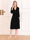 Plunge Tie Front Night Dress Black - Fashorio