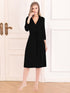 Plunge Tie Front Night Dress Black - Fashorio