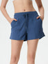 Millennia Drawstring Active Shorts with Pockets Dusty Blue - Fashorio