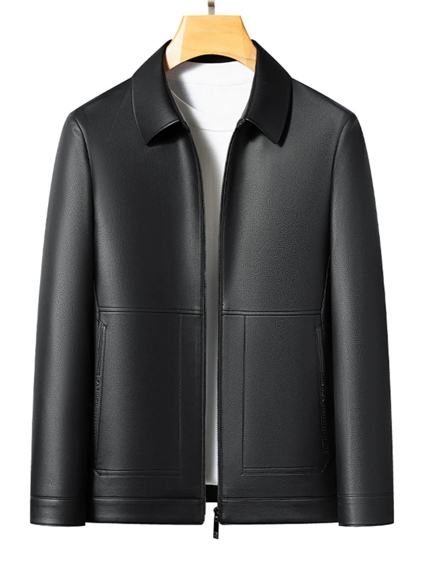 Men's Plus Size Zip Up Long Sleeve Jacket Black - Fashorio
