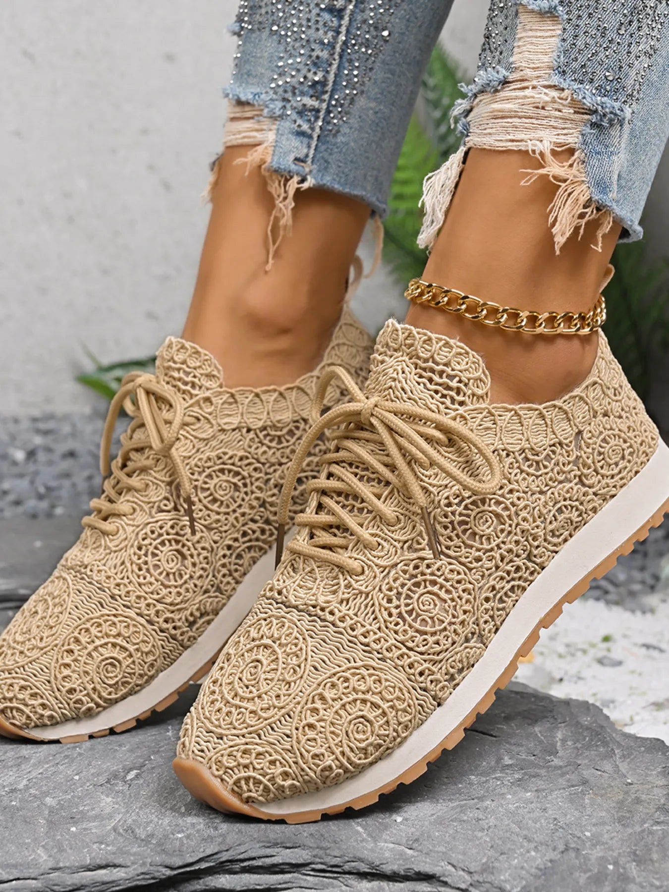 Mesh Lace Up Sneakers - Fashorio