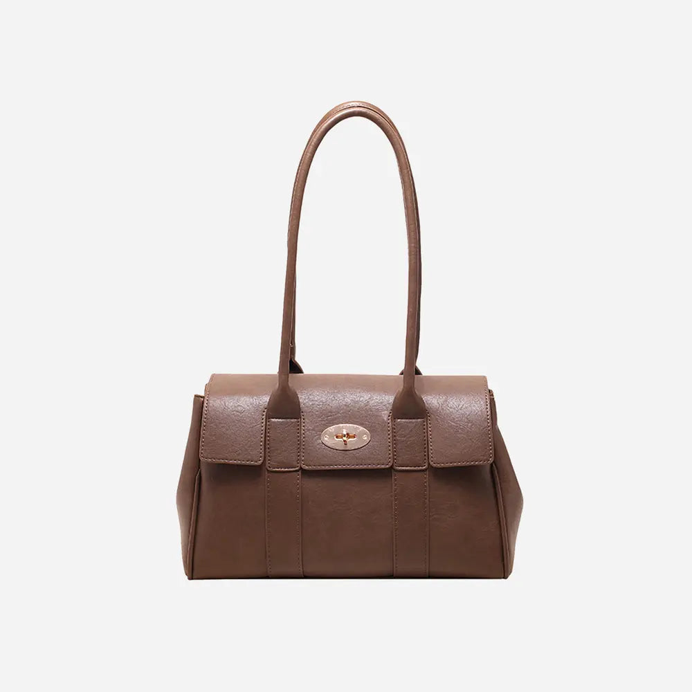 PU Leather Shoulder Bag Chestnut One Size - Fashorio