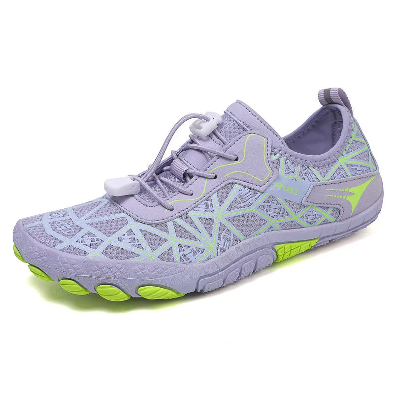 Elastic Lock Laces Mesh Contrast Breathable Athletic Blue Purple - Fashorio