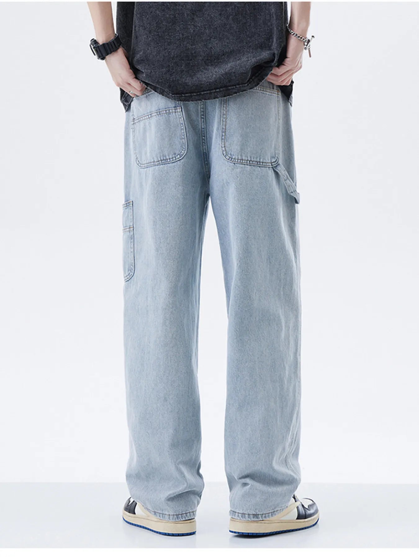 Men's Full Size Washed Wide Leg Jeans Plus Size - Fashorio