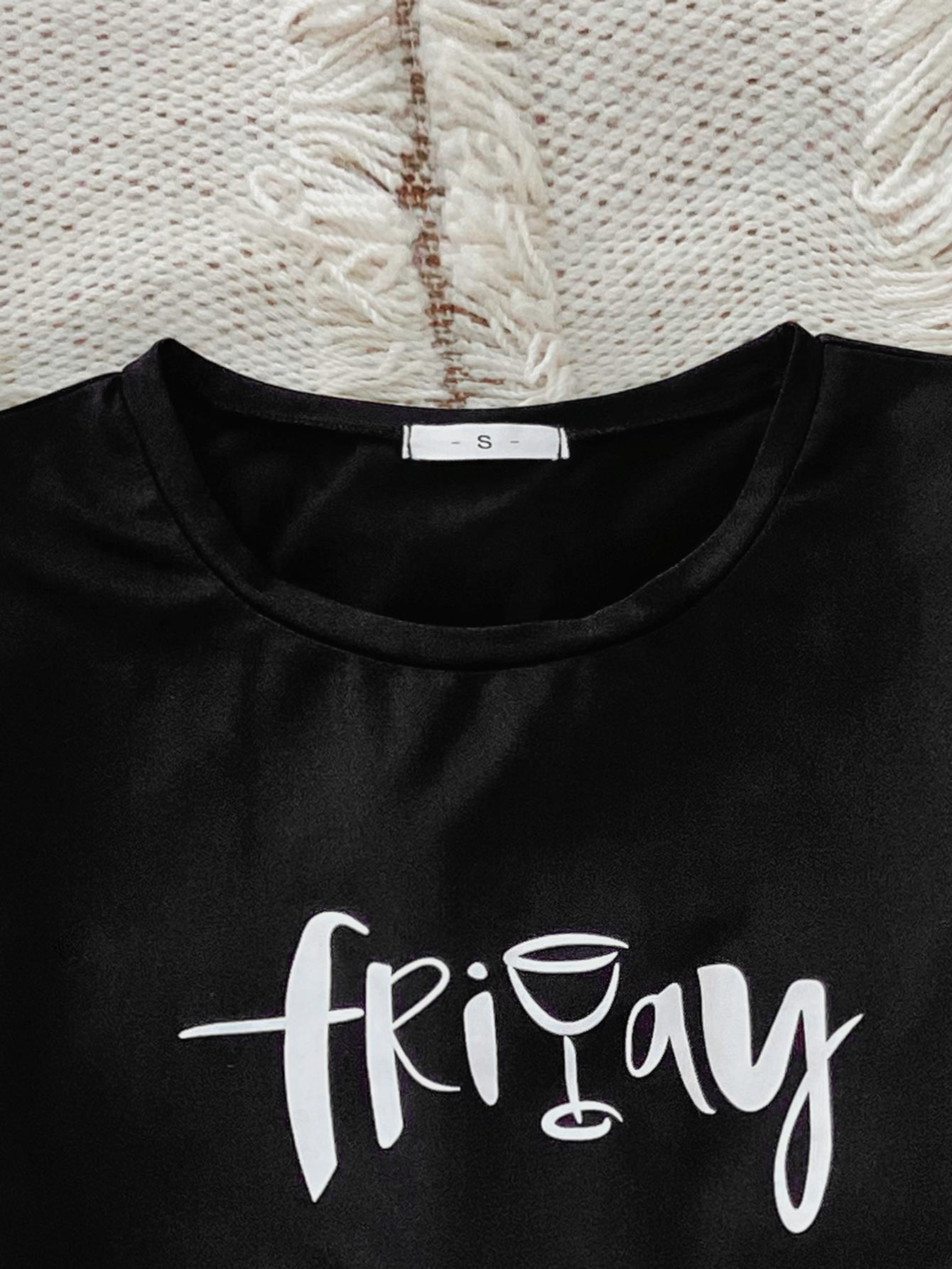 Graphic Tee and Panda Print Shorts Lounge Set - Fashorio