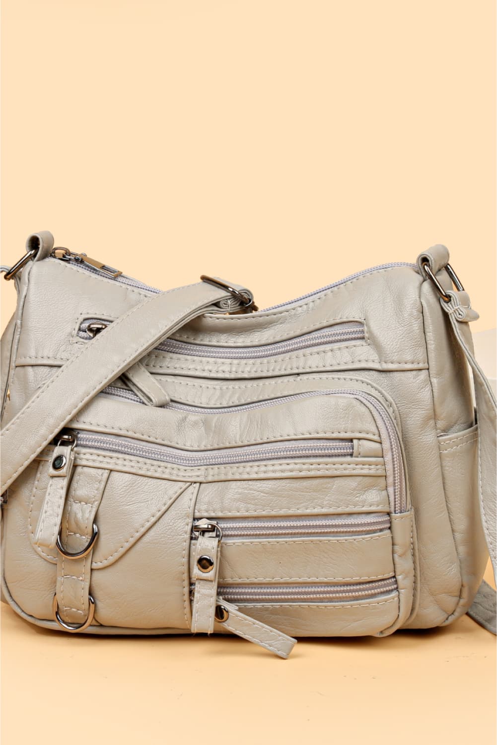 Multi-Pocket PU Leather Crossbody Bag - Fashorio