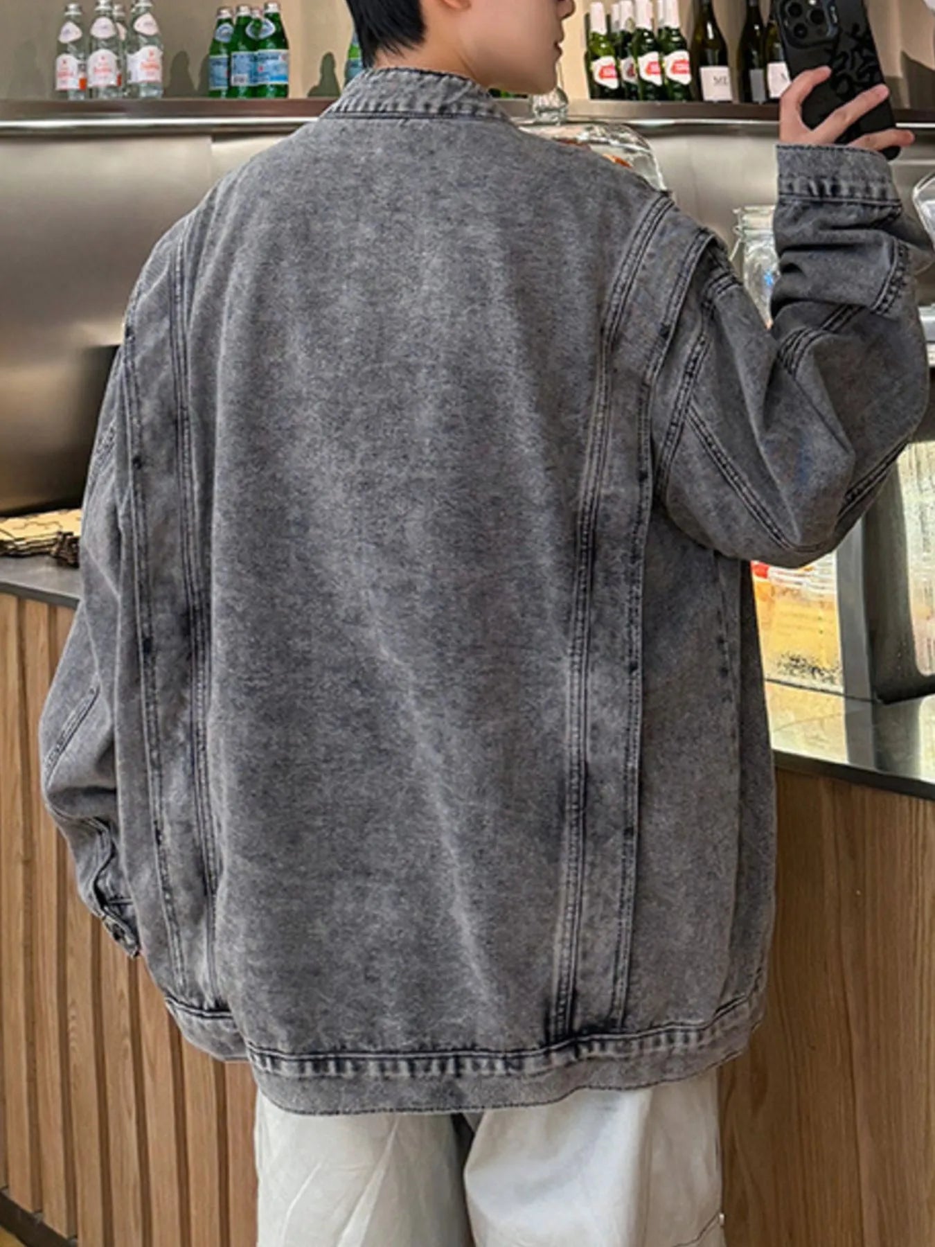 Men's Plus Size Zip Up Long Sleeve Denim Jacket - Fashorio