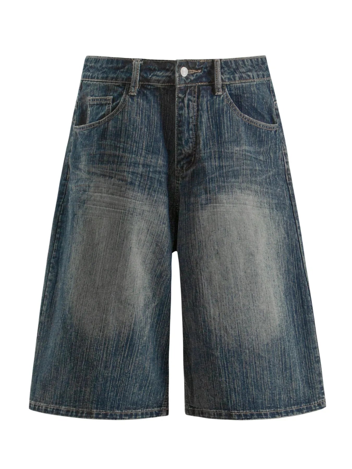 Men's Wide Leg Denim Shorts Blue - Fashorio