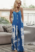 Shiny Tie-Dye Spaghetti Strap Jumpsuit with Pockets Royal Blue - Fashorio