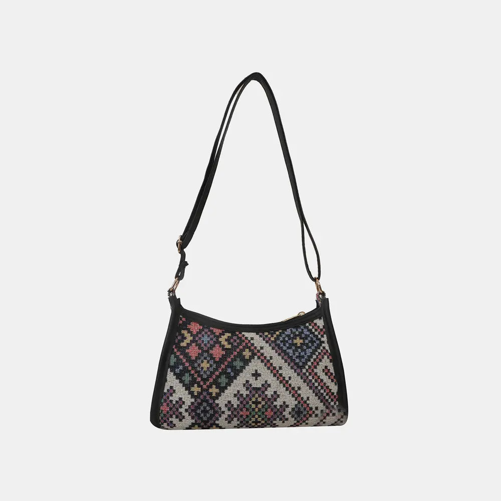 Printed Crossbody Bag Black One Size - Fashorio