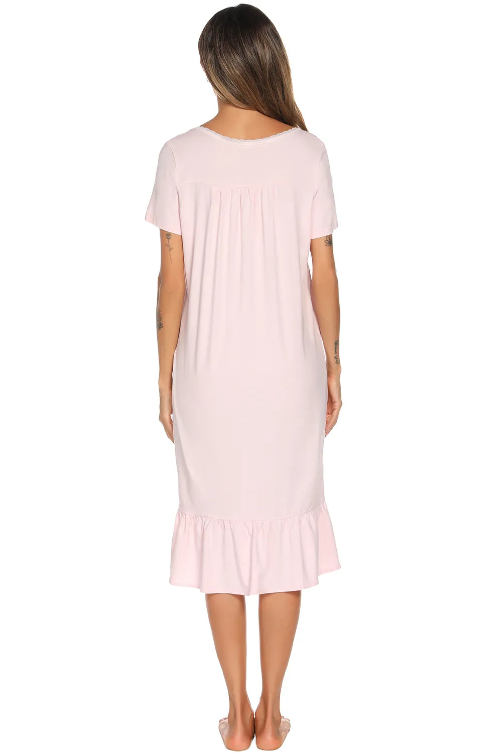 Lace Detail Square Neck Lounge Dress - Fashorio
