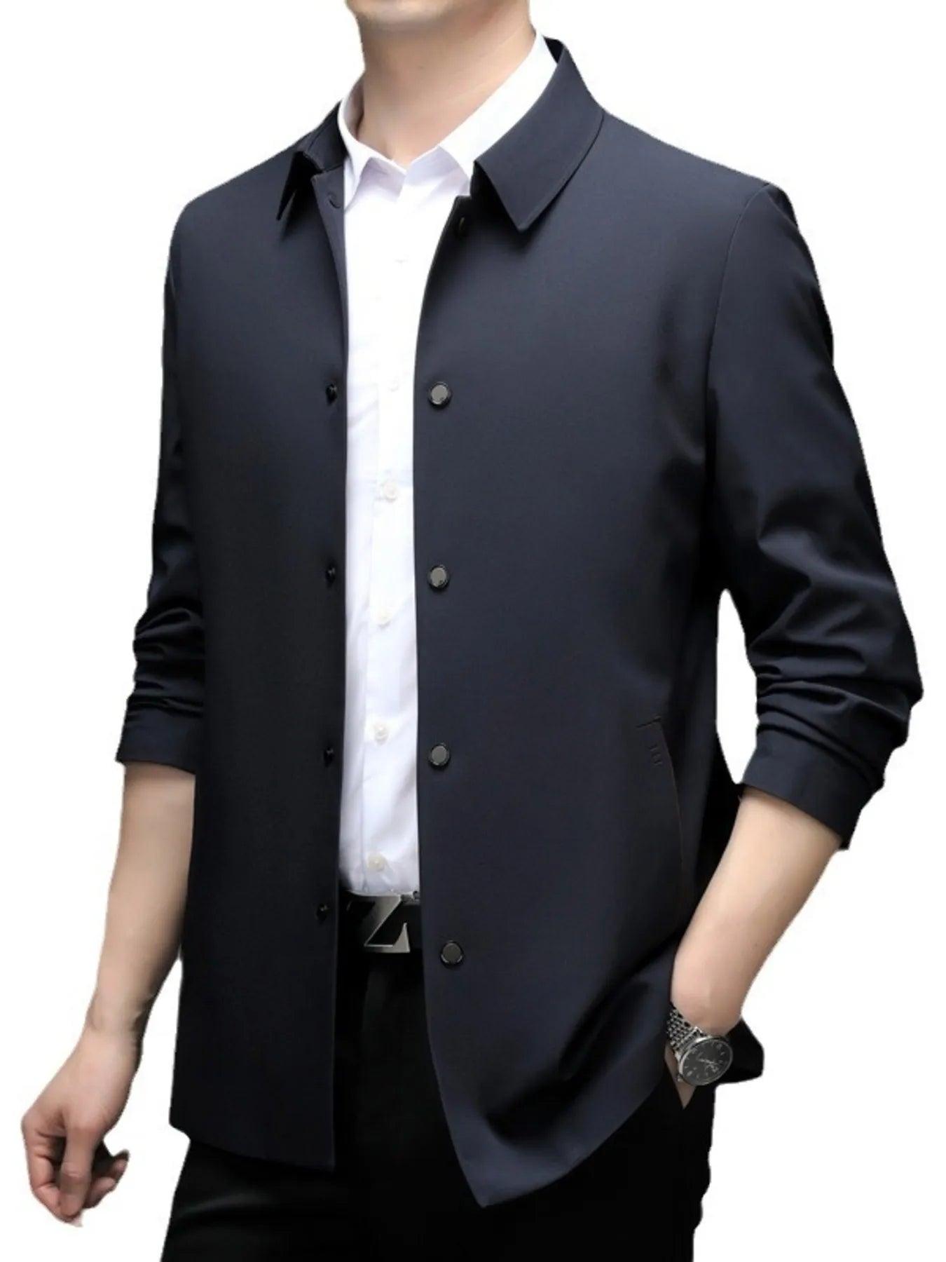 Men's Plus Size Button Up Long Sleeve Jacket - Fashorio
