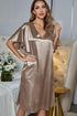 Satin Flutter Sleeve Side Slit V-Neck Night Dress - Fashorio