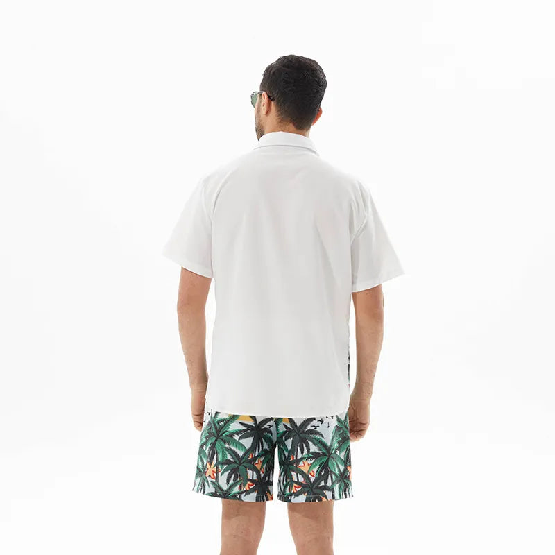 Men's Full Size Printed Short Sleeve Shirt and Shorts Set Plus Size - Fashorio