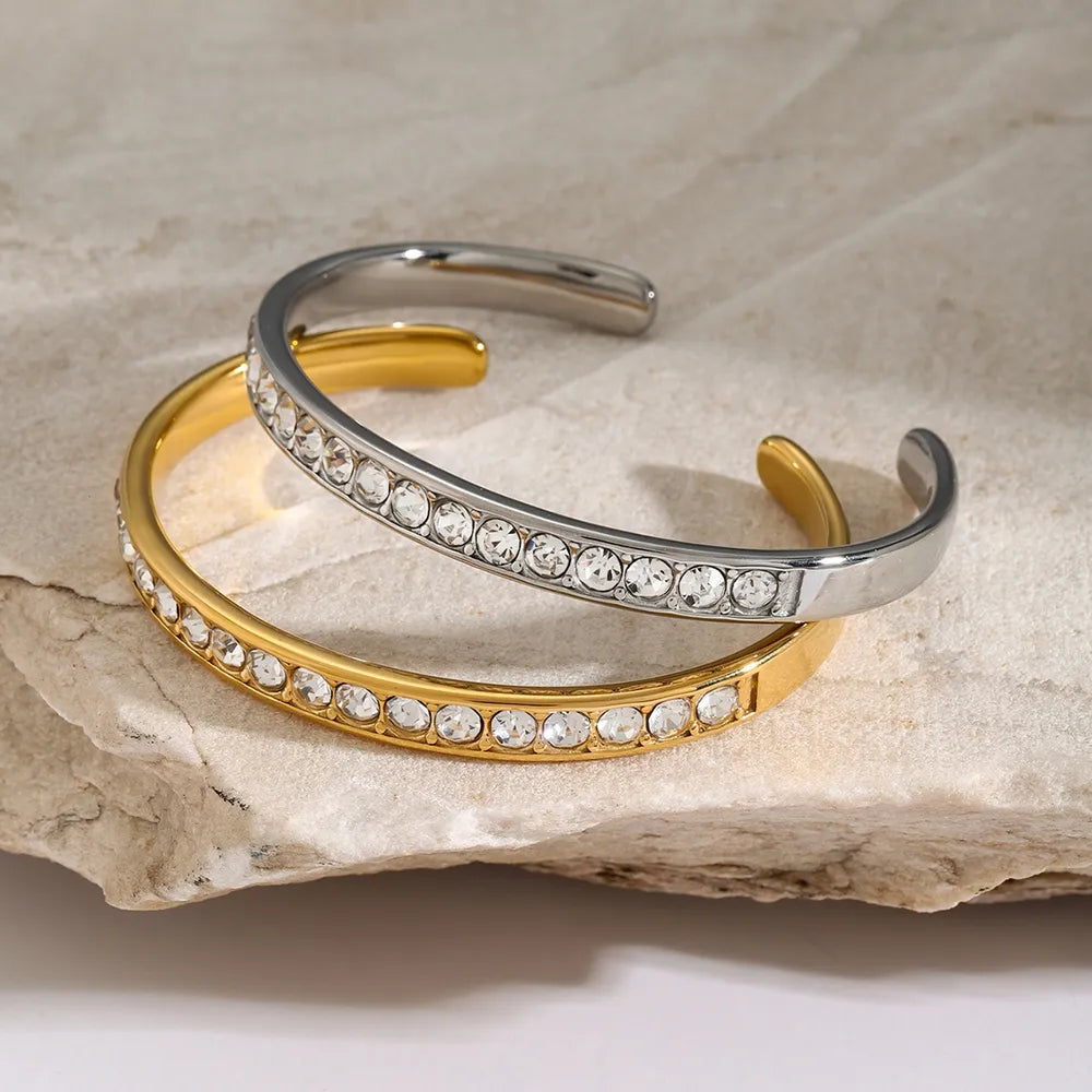 Stainless Steel Inlaid Zircon Bracelet - Fashorio